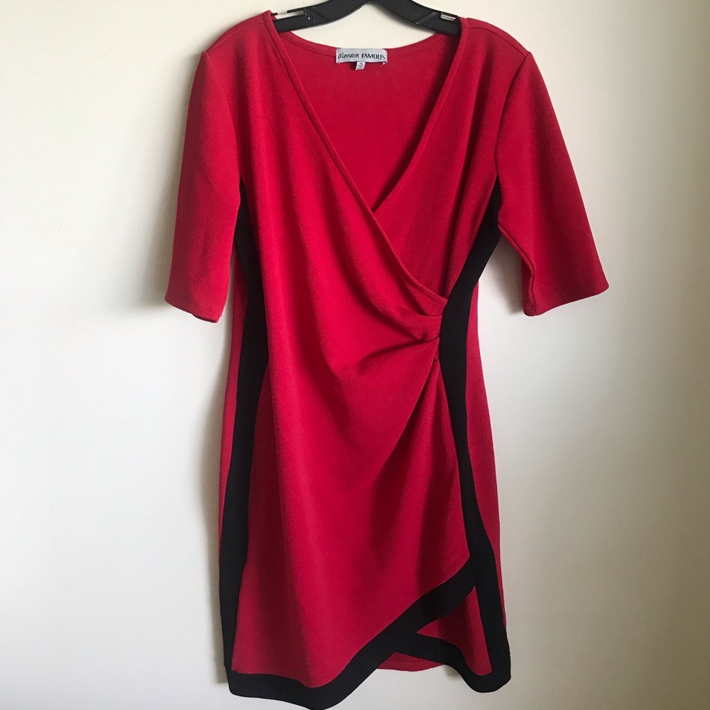 Almost famous bright red deep v neck!